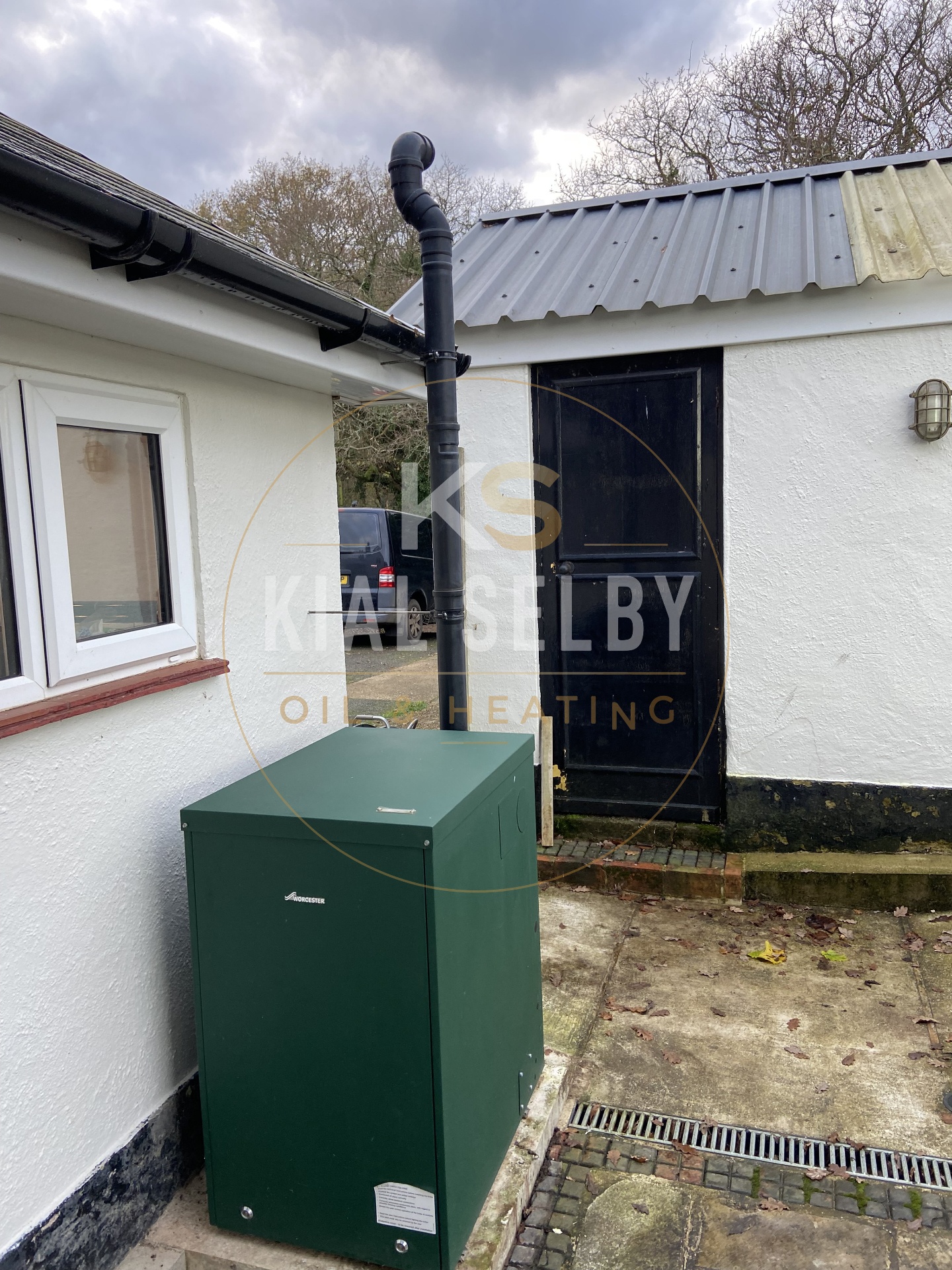 Worcester outdoor boiler with high-level flue