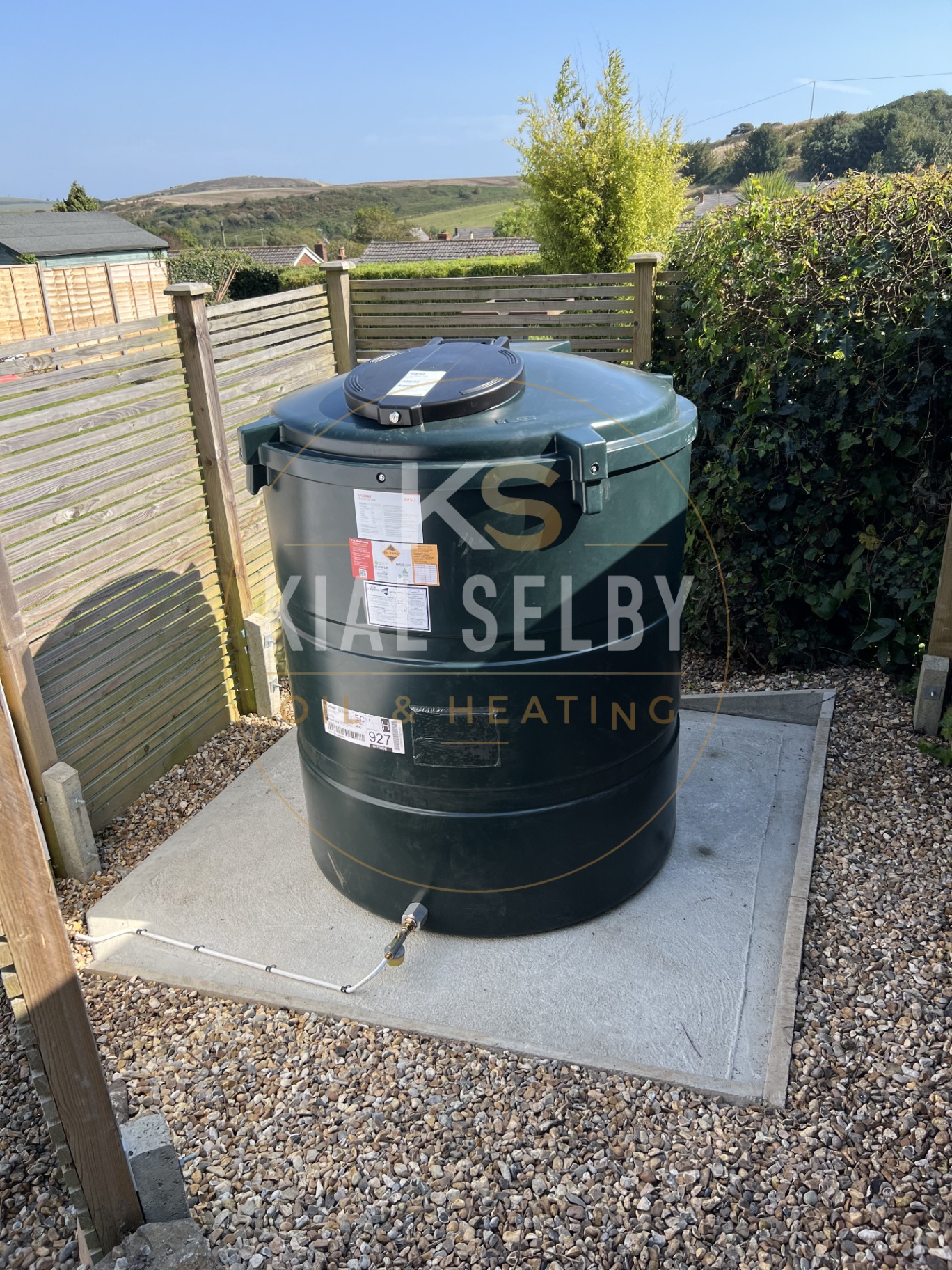 Vertical bunded oil tank on new concrete base